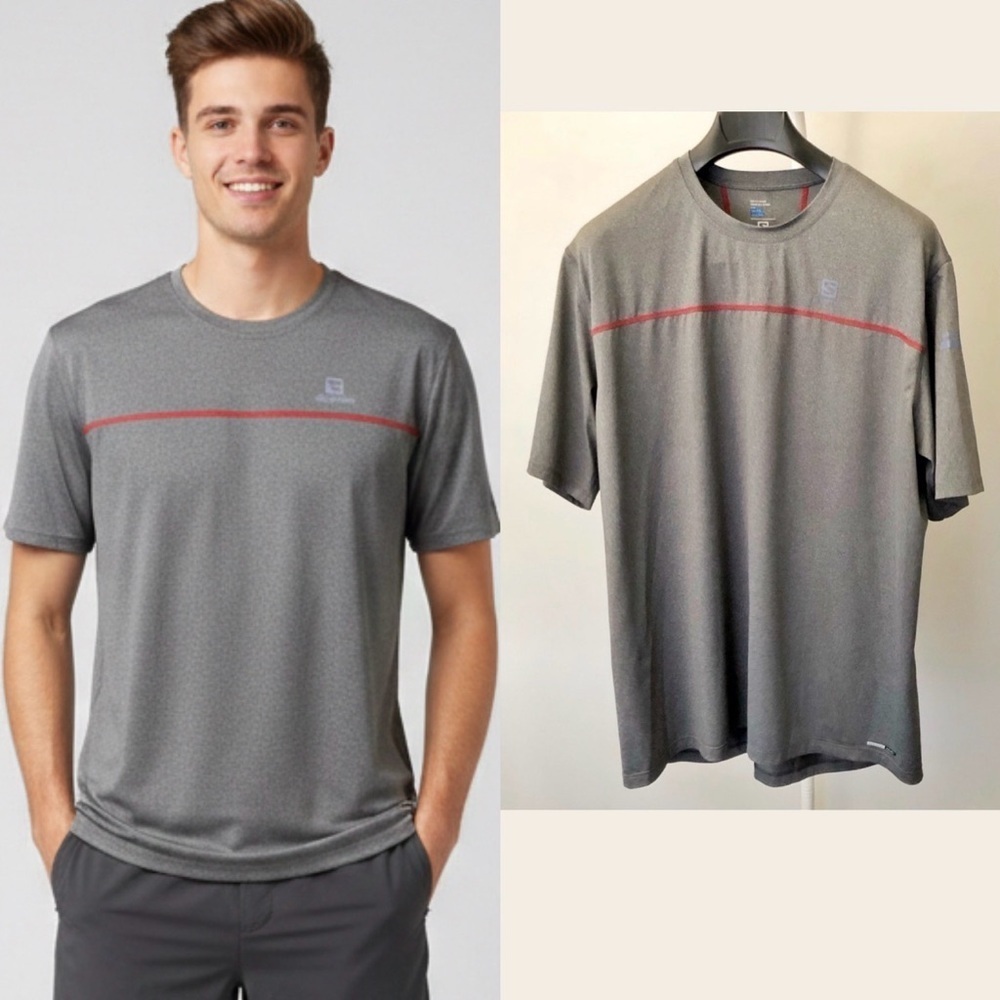 SALOMON Grey Sports Wear Short Sleeves  Men’s T Shirt Size XXL.